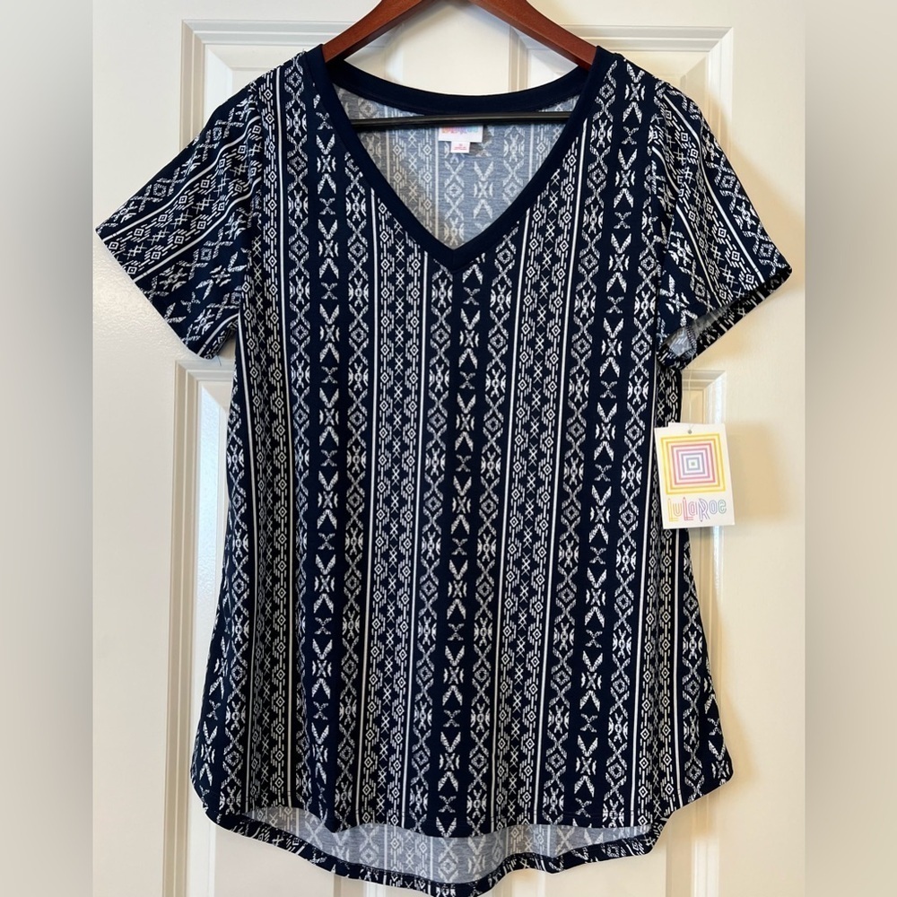 NWT LuLaRoe Christy T Dark Blue and White Size Small